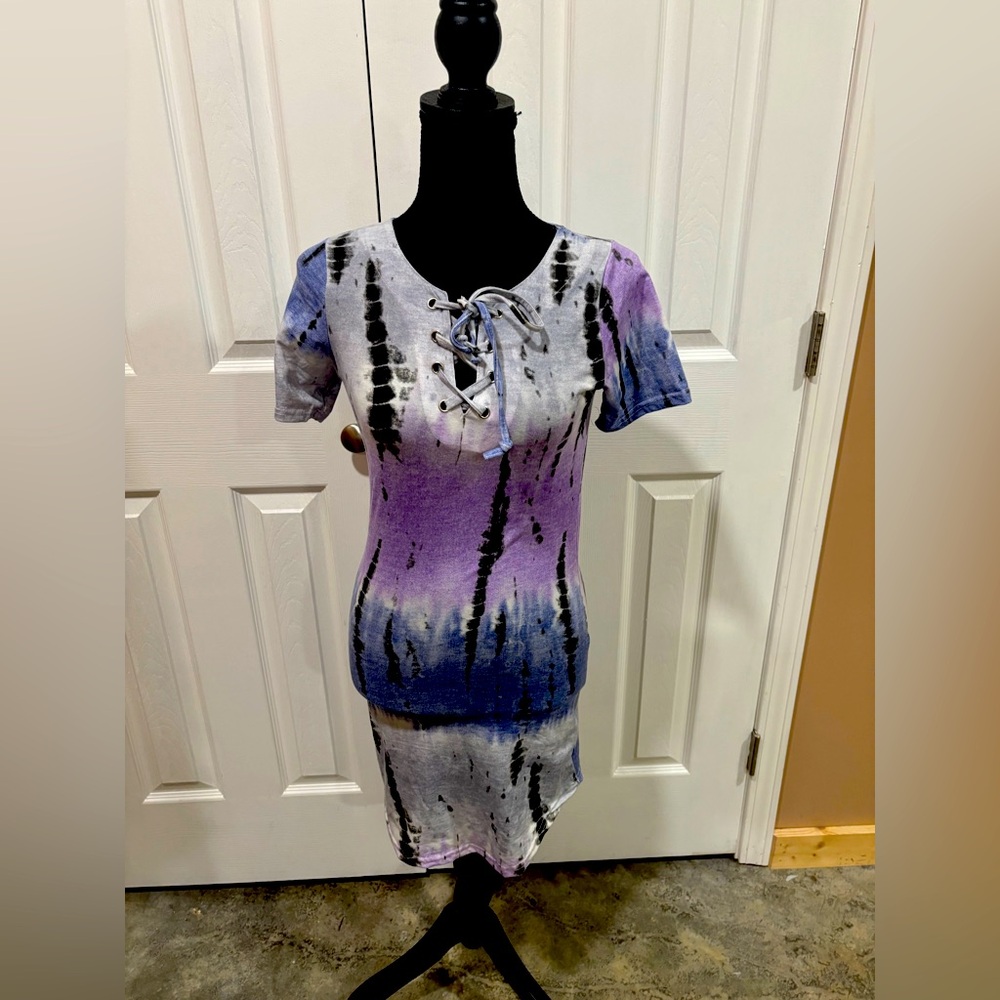 True Rock women's tie died lace up dress size S